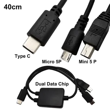 1 kom. Višenamjenski USB 2 u 1 USB Type 3.1 C Priključak za Micro USB i Mini USB Штекерный Kabel Adapter za punjenje Podataka Kabel-Razdjelnik