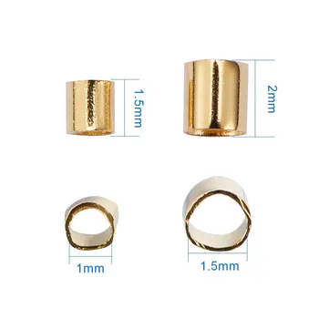 1 Kutija 3 boje mesing обжимных perle za izradu nakita, pomiješan boje, 1,5 ~ 2x1,5 ~ 2 mm, otvor: 1 ~ 1,5 mm