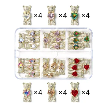1 Kutija Rhinestones Za Dizajn Noktiju Drago Kamenje Nakit 3D Metalnih Legura Srce Privjesci Za Nokte Dijamanti Luksuzni Nakit Za Dizajn Noktiju Dijelovi Isporuka