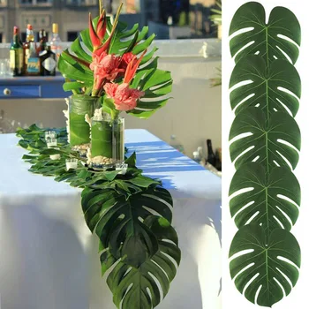 12 kom. Umjetni Tropske Palme Listovi za Havajski Luau Tema Džungla Večernje Uređenje Wedding Party Stol, Kućni Dekor