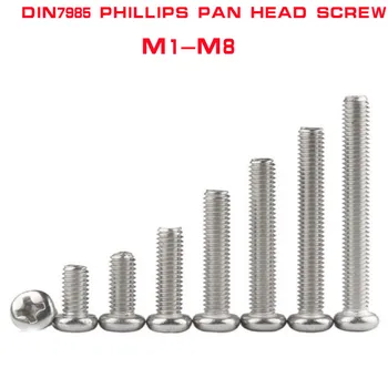 2/5/10/50/100 kom m1 m1.2 m1.4 m1.6 M2 M2.5 M3 M4 m5 m6 DIN7985 304 Nehrđajućeg čelika Križ Phillips Cijele vijak s okruglom glavom