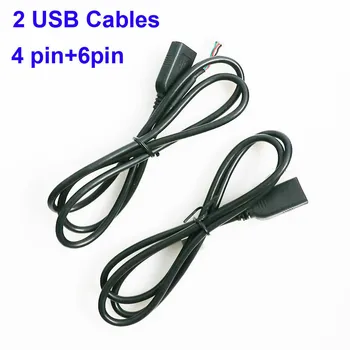 2 Kom. Auto-USB Adapter Kabel 4Pin i 6Pin Konektor USB Produžni Adapter 75 Cm Crna Za Android Stereo Zvuka