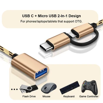 2 U 1 USB 3.0 OTG Kabel-ac adapter Type-C Micro USB Sučelje USB 3.0 Pretvarač Za Smartphone Kabel Za Punjenje Mobilnog Telefona Linija