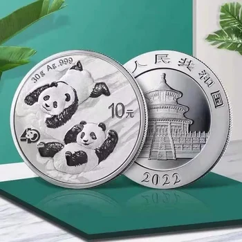 2022 Kina Panda Prigodni kovani novac 1 unca Čistog Srebra 999 uzorka Novčić 10 kineskih juana za Kolekcionarski Suvenir, Kineske Novčiće