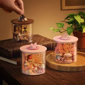 3D Kuća Lutaka Diorama Igračke DIY Minijaturna Kuća Lutaka Zagonetka Model Minijaturni lutkine Ručni Rad s Instalacijom Namještaja Poklon Za Rođendan