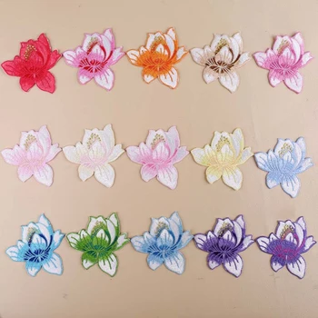 Aplicirano Za Tkiva Vez Vezenje lotosov Cvijet Zakrpe DIY Obrt Naljepnice Za Traperice Šešir Torba Pribor za Odijevanje