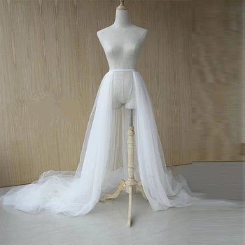 Bijela Izmjenjivi Tila 5 slojeva za Vjenčanje Prekriti Suknja za Vjenčanje Suknje Nalik na Dugačak Tila Preko Suknje Odvojiva Maxi Suknja