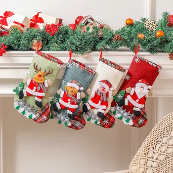Božićne Čarape Čarape sa Снеговиком Santa Sjeverni Medvjed Ispis Božićne Slatkiše Poklon Paket Kamin Božićno Drvce Ukras Nova Godina