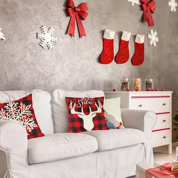 Božićno klasična crvena i crna lanena jastučnica u kavez, torbica za диванной jastuci, ukrasni predmeti za kuću, može se konfigurirati za vas 40x40 torba 50x50
