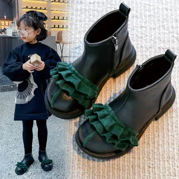 Cipele Martin za djevojčice; Zbirka 2022 godine; Jesenje Nove Tanke Cipele Mala Princeza u Britanskom Stilu; Trendy Baby Kratke Čizme; Dječje Cipele za Djevojčice