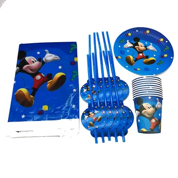 Disney ' s Mickey Mouse Večernje Uređenje u Plavu Točku Stil Dječji Rođendan Dsposable Kuhinjske Papirnate Čaše Tanjuri, Salvete