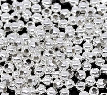 DoreenBeads Perle od željezne legure, lopta, посеребренный, za samostalnu izradu nakita, perle, pokloni promjera oko 3 mm, otvor: oko 1,1 mm, 1000 kom