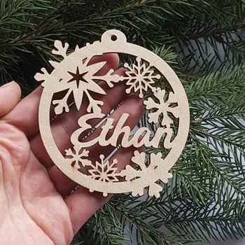 Drvene božićne sitnice, personaliziranu osobna ukras, lasersko rezanje drveta pahuljice, ukras na red, božićni poklon