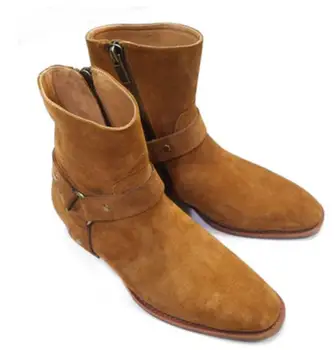 FR.LANCELOT/ 2020 g. Cipele Chelsea s kopčom, muške cipele od prave kože, čizme u britanskom stilu sa metalnim prstenovima, tamno smeđe muške cipele na munje