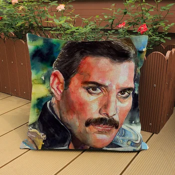 Grupa Queen Je Glazba Umjetnost Knjige Freddie Mercury Akvarel Vintage Portret Navlake Za Jastuke Plakat Dizajn Ukrasnih Kauč Baca Jastučnicu