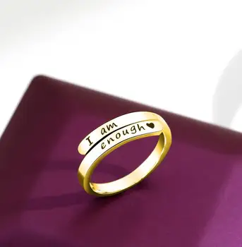 Ja sam dovoljno prsten rasprodaja Svijesti Prsten nakit za žene Inspiraciju Nakit Snaga Dar YLQ7858-od nehrđajućeg čelika