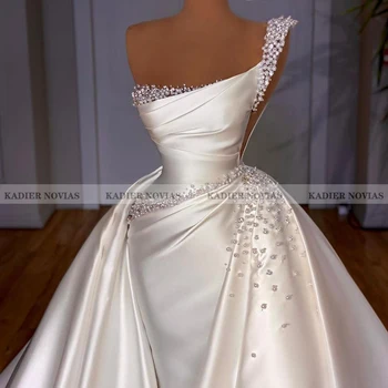 Kadier Novias Duge Vjenčanice Sirena Cijev 2021 s Odvojivim Suknju Atlas Gelinlik Couture Vestidos De Novia 2020
