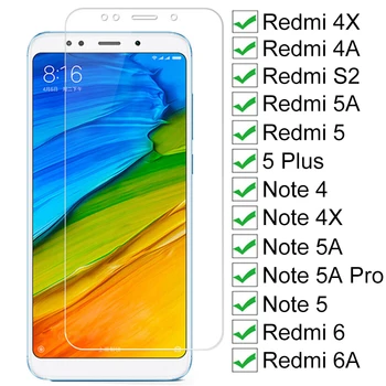 Kaljeno staklo 9H Za Xiaomi Redmi 5 Plus 5 5A S2 4A 4X6 6A Zaštitno staklo za ekran Note 4 4X5 5A 6 Pro Zaštitna Zaštitna stakla