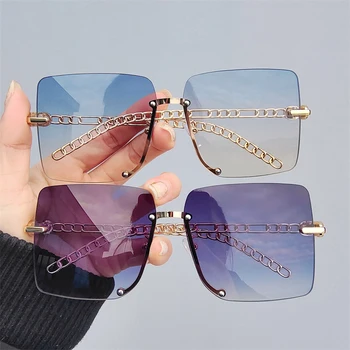 KAMMPT 2022 Ogroman Trg gradijent ispunjava Muške Sunčane Naočale Rimless, Moderan Vintage Marke Dizajn Trend UV-ženske Sunčane Naočale