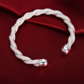 Korejski moda Narukvice od 925 Sterling Srebra fino Uvijene žice narukvice za Žene luksuzne Večernje vjenčanje pribor, Nakit