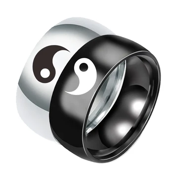 Moda Kineski Stil Yin i Yang Tai Chi Za Muškarce I Žene Parovi postaviti I svoje Obećanje Prsten Za Ljubitelje Poklon Prsten Od Nehrđajućeg Čelika