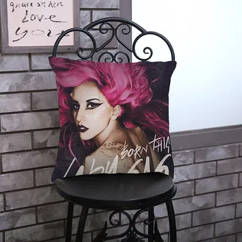 Modna Zvijezda Lady Gaga Jastuk Jastučnicu Šarene Cool Djevojke Soba Dekorativni Kauč Stolica Jastuci Cojines 45x45 cm