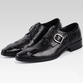 Muška kožna obuća, Moda cipele od krokodilske kože, otporna na habanje Kožna casual cipele na Potplatima, Chaussure Homme Luxe Marque