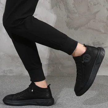 Novi Soft Casual Muške Cipele, Modni Prozračna cipele ravnim Cipelama, potpuno crne Muške svakodnevne tenisice BF-02