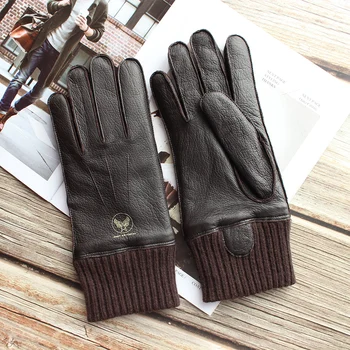 Novi stil, muške rukavice iz sob kože sa zaslonom osjetljivim na dodir, visokokvalitetna prirodna koža sa runo podstava, rukavice pilota za vožnju