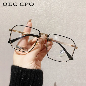 OEC CPO Metalni Bistra Četvrtastog Okvira Za Naočale Žene Muškarci Prevelike Prozirne Leće Optičke Rimless Za Naočale Unisex Anti Plavo Svjetlo