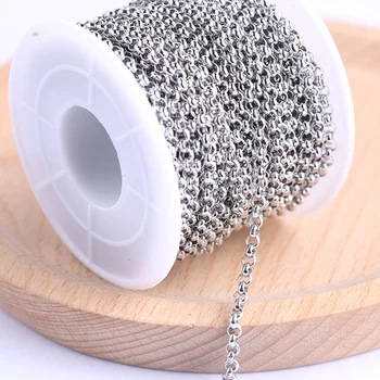 Onwear 10 metara/rola 2 mm 3 mm okrugli balon od nehrđajućeg čelika nakit lanca diy veliko za izradu ogrlice