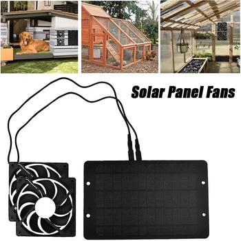 Solarni Panel Za Ventilatore Komplet 10 W 12 V Na Solarne Energije Ispušnih Dual Fan Vanjski Prijenosni Navijača Za Kućne Ljubimce Kokošinjac Дропшиппинг