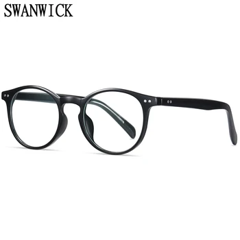 Swanwick računalne okrugli anti-plave svjetleće naočale ženske TR90 klasicni rimless za naočale, gospodo optički black siva 2021 darove unisex
