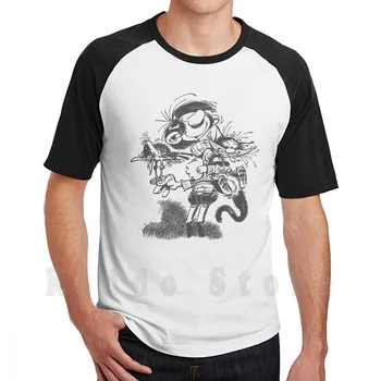 T-shirt je Gaston Lagaffe s mačkom i ptica, Uradi sam, Velike Veličine, Pamuk, Gaston Guus Lagaffe Flater, Guust Veronica, Magazin, Vodič