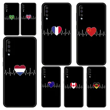 Ujedinjeno kraljevstvo Srca Zastava Kina Love Line Torbica Za Telefon Samsung Galaxy A52 A50 A70 A30 A40 A20S A20E A02S A12 A22 A72 A32 5G A04s Torbica