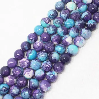 Veleprodaja 6,8,10 mm ljubičaste i plave snježne Jaspis Okrugli slobodan perle 15 