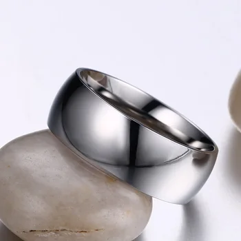Vjenčani prsten od nehrđajućeg Čelika Jednostavan Prsten Težak Polirani Završni Standardna Sadnja 8 mm