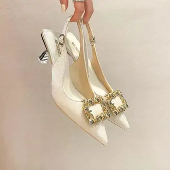 Xibeilove/2023 godine, ljetni Nove ženske sandale, modni večernje cipele na Ukosnica s trga kopča i Lukom, ukrašena Šljokicama