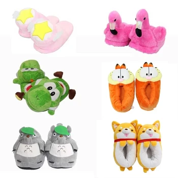 Zimske pliš pamučne papuče s likom flamingo, animacija, cosplay, dinosaur Yoshi, crtani grafike, muške, ženske papuče, prelijepa obiteljska cipele za odrasle